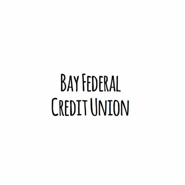 Written in dark black capital letters reads, "Bay Federal Credit Union" in front of a solid white background