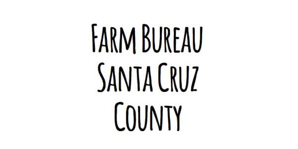 Written in dark black capital letters reads, "Farm Bureau Santa Cruz County" in front of a solid white background