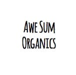 Written in dark black capital letters reads, "Awe Sum Organics" in front of a solid white background