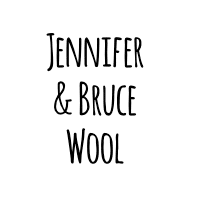 Written in dark black capital letters reads, "Jennifer & Bruce Wool" in front of a solid white background