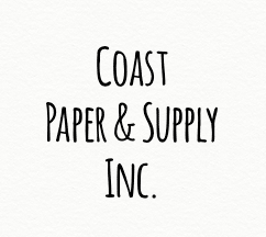 Written in dark black capital letters reads, "Coast Paper & Supply Inc." in front of a solid white background