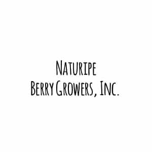 Written in dark black capital letters reads, "Naturipe Berry Growers, Inc." in front of a solid white background