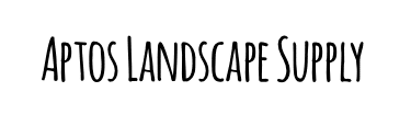 Written in dark black capital letters reads, "Aptos Landscape Supply" in front of a solid white background