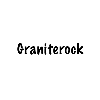 Written in dark black capital letters reads, "Graniterock" in front of a solid white background